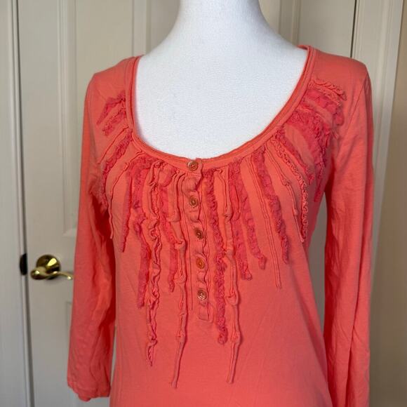 J. Crew 3 Top Bundle Medium Tees Ruffles, Henley, Perfect Fit VGUC Y2K - Picture 7 of 14